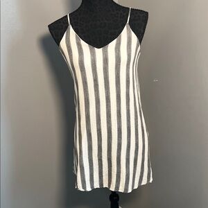 Staccato White & Dark Gray striped  Slip dress w/ Spaghetti straps size small